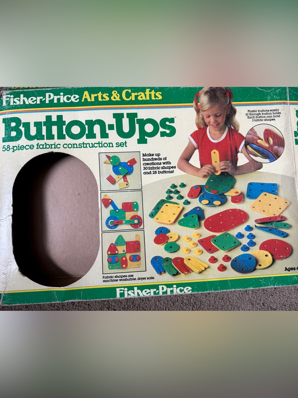 Vintage Fisher-Price Button-Ups Kids Craft Set - Multicolor-